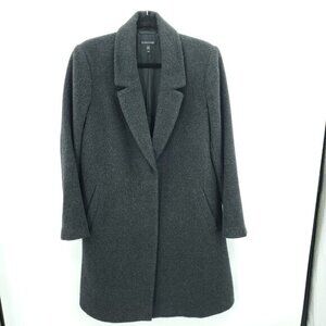 Eileen Fisher Baby Alpaca/Wool Notched Lapel Minimalist Pea Coat S Charcoal Gray